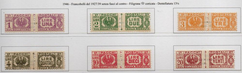 Regno 1945 luogotenenza pacchi postali 60/65 gomma integra
