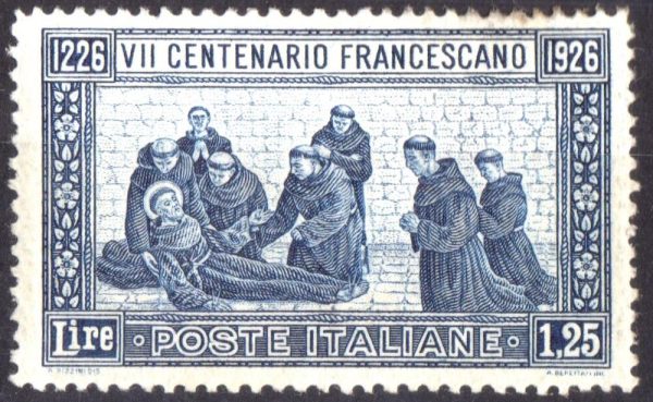 Regno 1926 San Francesco dentellatura 14 traccia di linguella ben centrato ma con imperfezioni