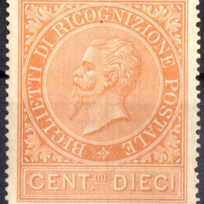 Regno 1874 Ricognizione postale cent 10 gomma integra