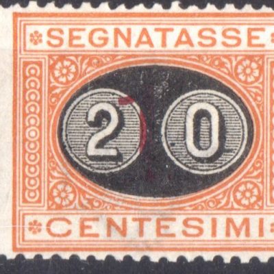 Regno  Mascherine segnatasse n 18 nuovo con traccia di linguella cert Raybaudi