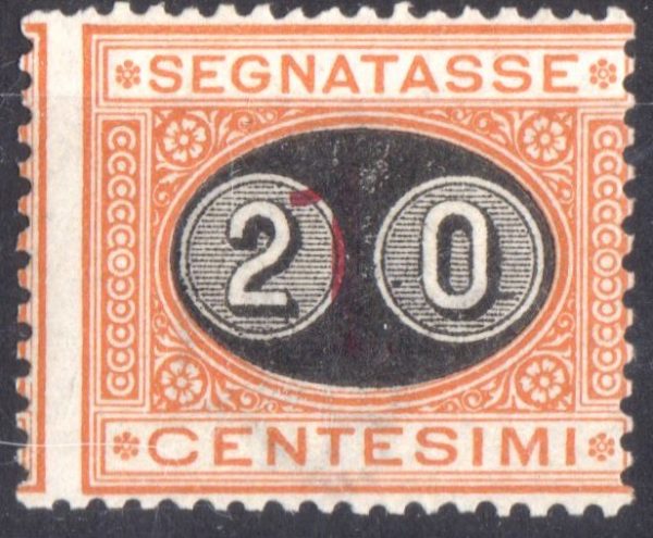 Regno  Mascherine segnatasse n 18 nuovo con traccia di linguella cert Raybaudi