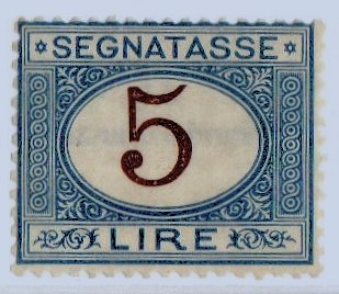 1870 Regno 5 lire segnatasse n 13  nuovo traccia di linguella discerta centratura
