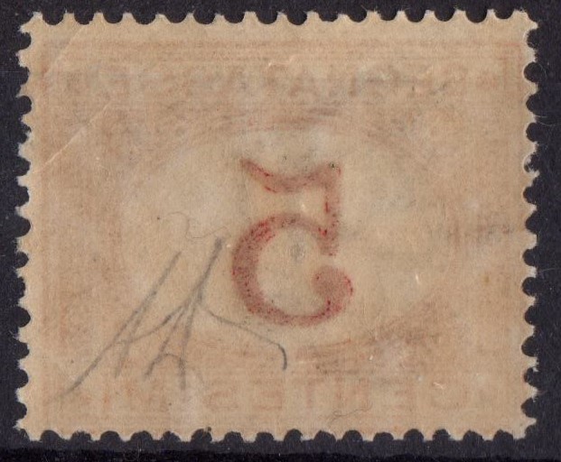 1870 Regno 5 cent ocra segnatasse n 5 gomma integra firmato A. Diena