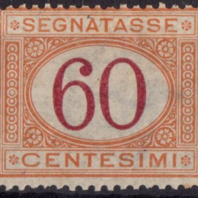 1870 Regno segnatasse n 10 nuovo con traccia di linguella firmato Merone