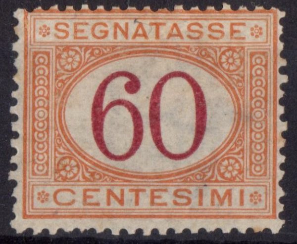 1870 Regno segnatasse n 10 nuovo con traccia di linguella firmato Merone