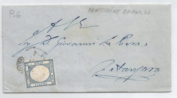 Province Napoletane 2 grana su lettera da Monteleone per Catanzaro