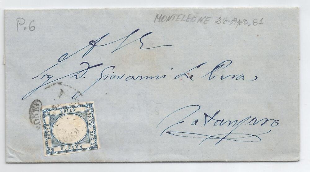 Province Napoletane 2 grana su lettera da Monteleone per Catanzaro