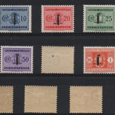 REPUBBLICA SOCIALE ITALIANA Segnatasse del 1934 ( n.34/46) soprastampati .Cat n. 60/72 LINGUELLATI. Serie completa 13 valori.