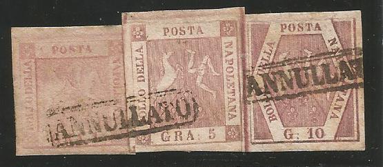 1858 Frammento da 16 grana n3 n8a n10a cert. Merone