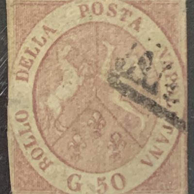1858 50 grana n 14b margini corti ma con tonalità e colore rari accompagnato dal certificato P. Cardillo