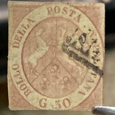 1858 50 grana n 14b margini corti ma con tonalità e colore rari accompagnato dal certificato P. Cardillo