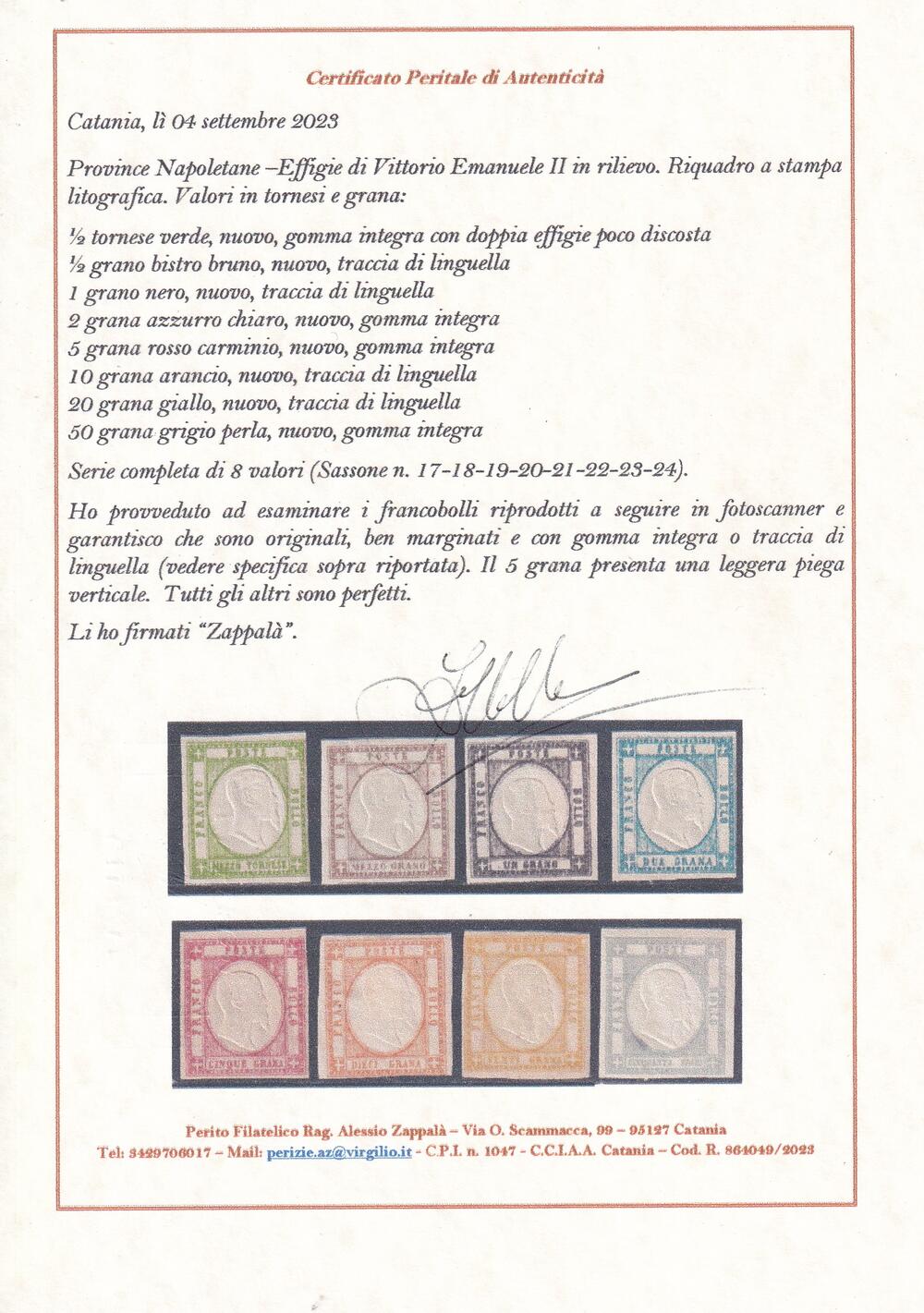 Province Napoletane 1861 La serie definitiva completa mista */** cert. Zappalà