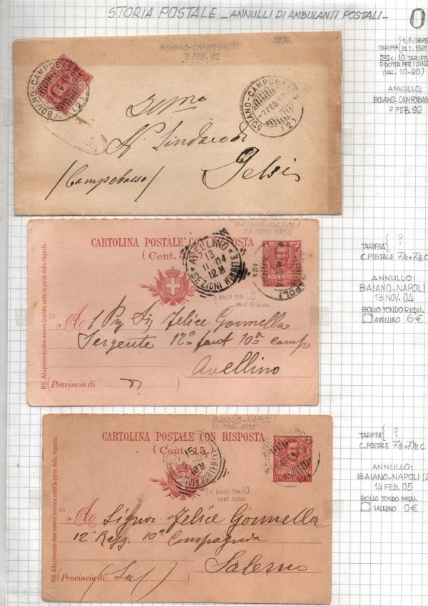 Lotto di STORIA POSTALE con ANNULLI AMBULANTI.N. 70 pezzi tra Cartoline postali/Lettere/Cartoline paesaggistiche.dal 1907 al 1943.